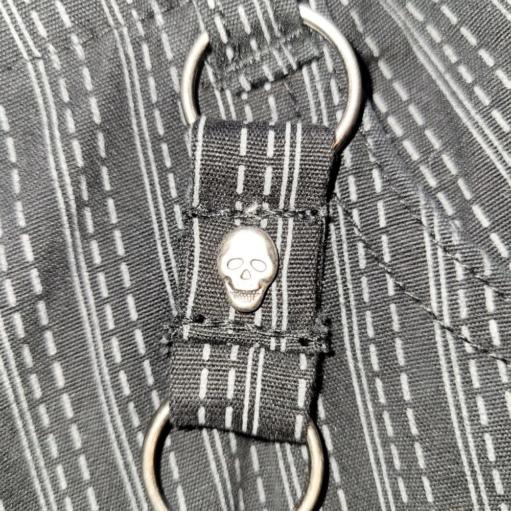 Utility Womens Pinstripe Wide Leg Pants Black Skull O-Ring Mall Goth Size 16